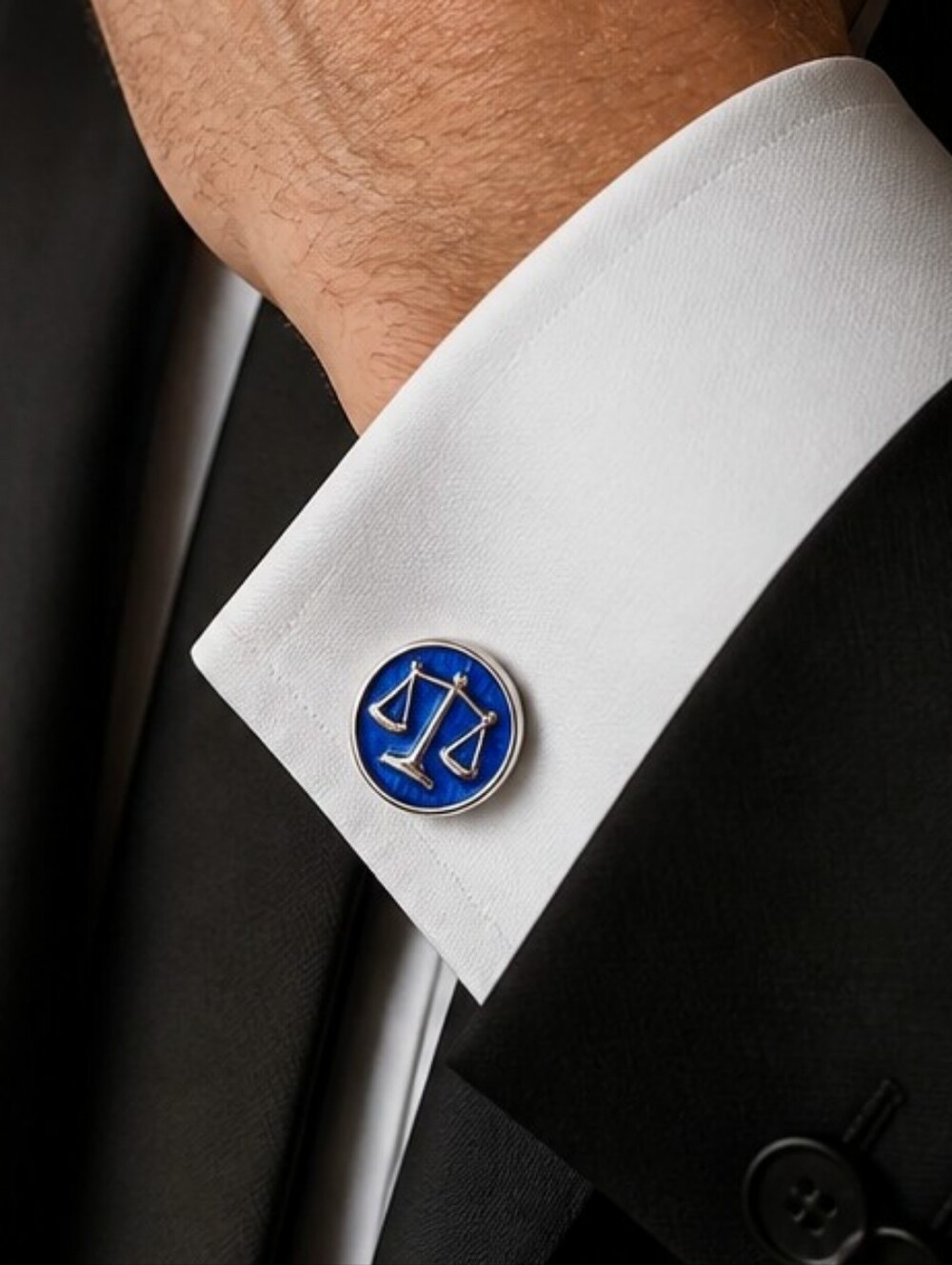 Scales of Justice Cufflinks Blue Silver Lawyer Attorney Judge Law School Gift